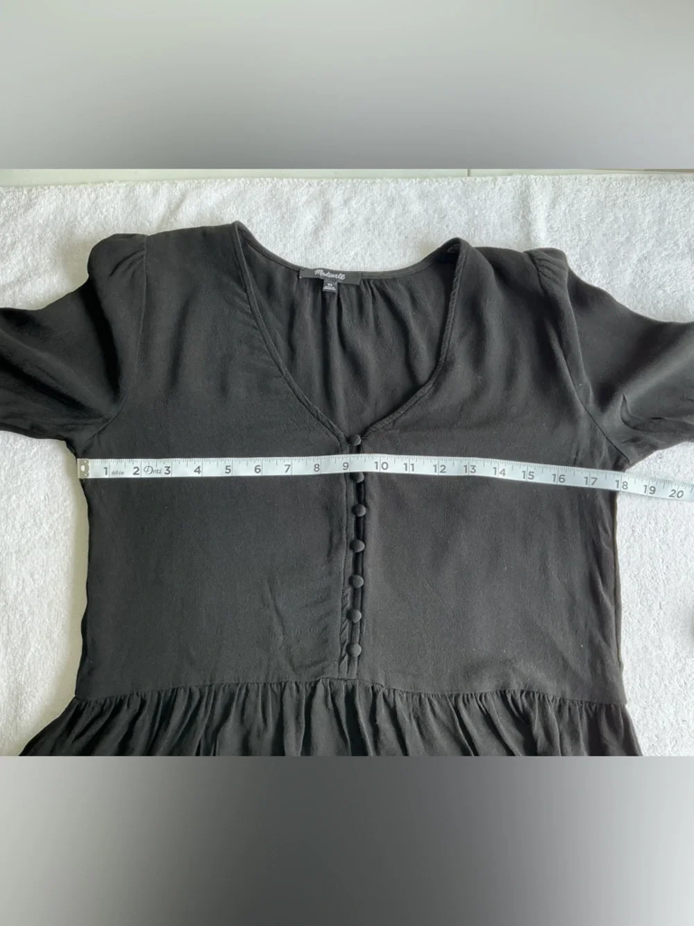 Madewell Courtyard Ruffle-Hem Top in Black Sz xs